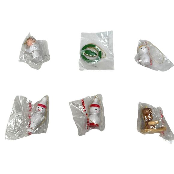 Vintage Petite Wood Christmas Ornaments Lot Of 21 Taiwan Sealed 1.5" New - Picture 5 of 8